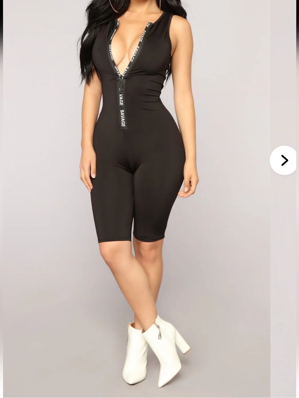Fashion Nova Zip-up One Piece Romper Size Small Bike Shorts Black